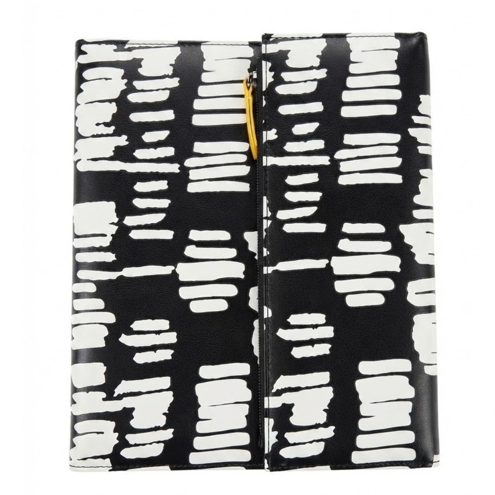 Black White Abstract Brushstroke 3-Ring Binder Portfolio Work Gear School